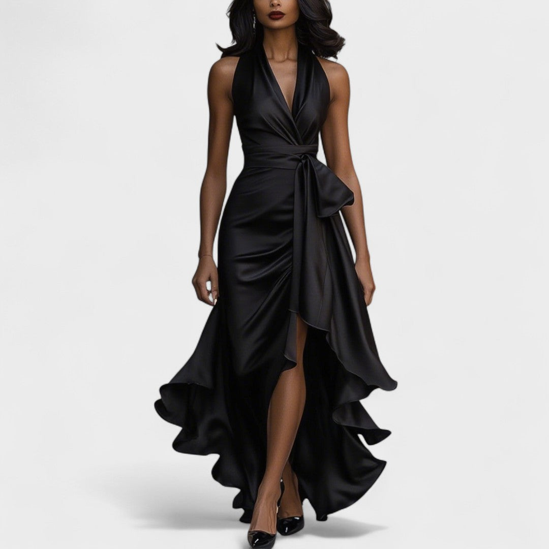 Ema - Svečana satenasta obleka z volančki