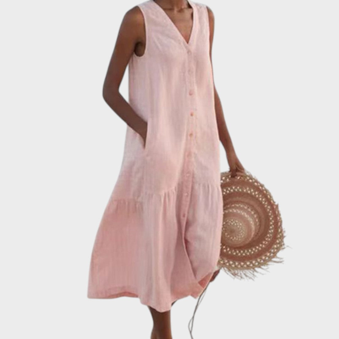 Vita - Elegantna in Udobna Obleka z V-Izrezom