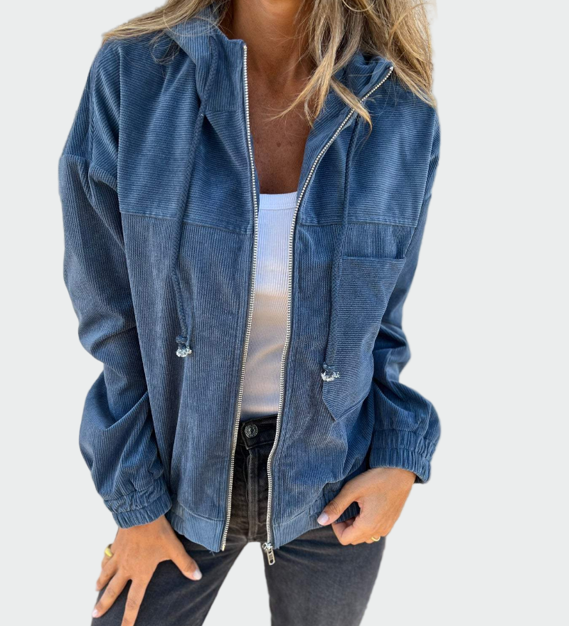 Jakočeta s črtami v barvi in teksturi blaga, ki spominja na samet