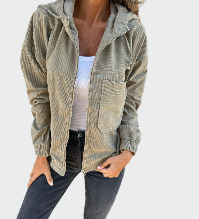 Jakočeta s črtami v barvi in teksturi blaga, ki spominja na samet