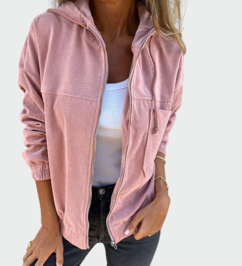 Jakočeta s črtami v barvi in teksturi blaga, ki spominja na samet