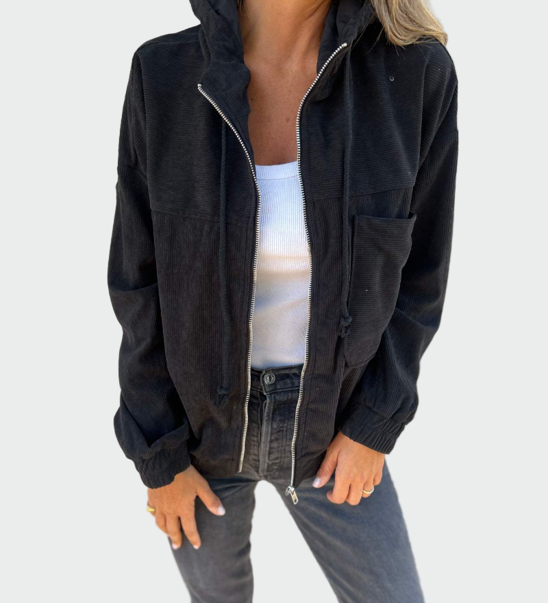 Jakočeta s črtami v barvi in teksturi blaga, ki spominja na samet