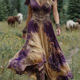 Marcina - Elegant Maxi Dress With Floral Hues