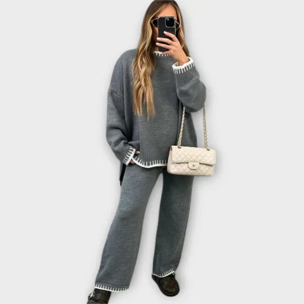 Isabel Dvodelni Pleteni Pulover: Elegantno in Udobno