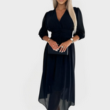 Lahka obleka iz svilenega šifona za elegantne priložnosti