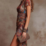 ANDREA - Boho midi haljina sa naborima