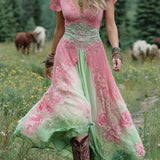 Marcina - Elegant Maxi Dress With Floral Hues