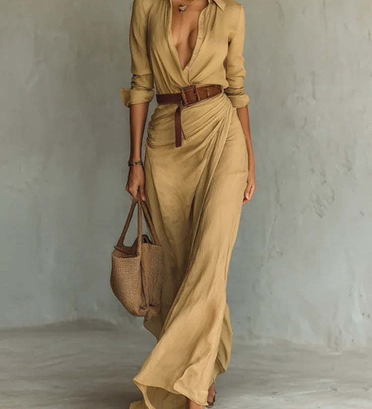 Thames Tailor | Maxi obleka z reverjem in zavijanjem