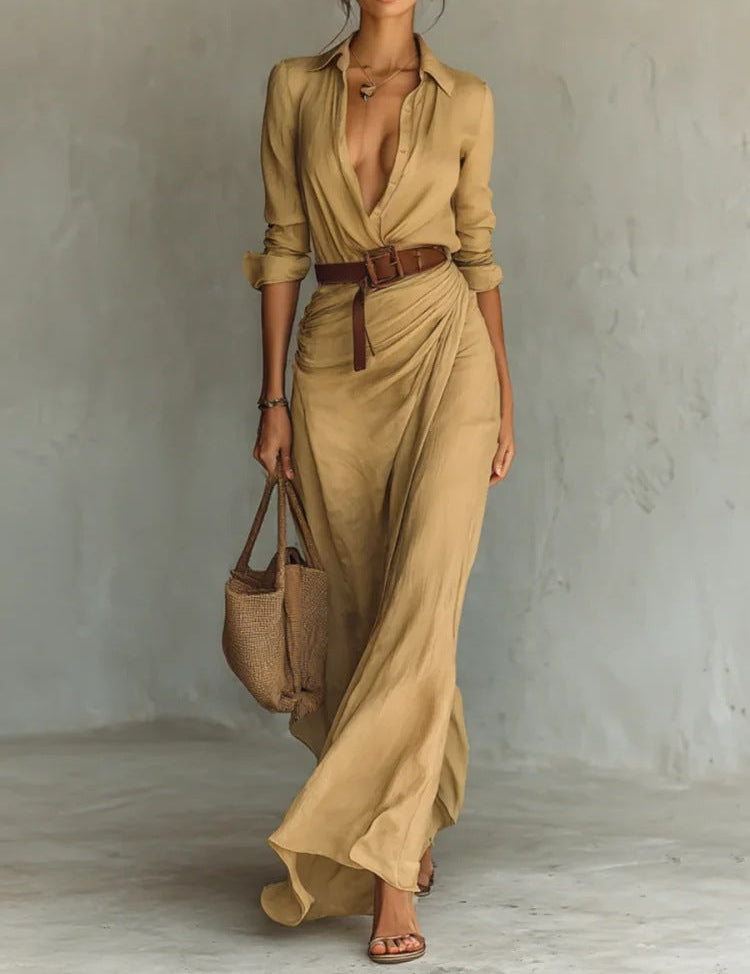 Thames Tailor | Lapel-Wrap Maxi Dress