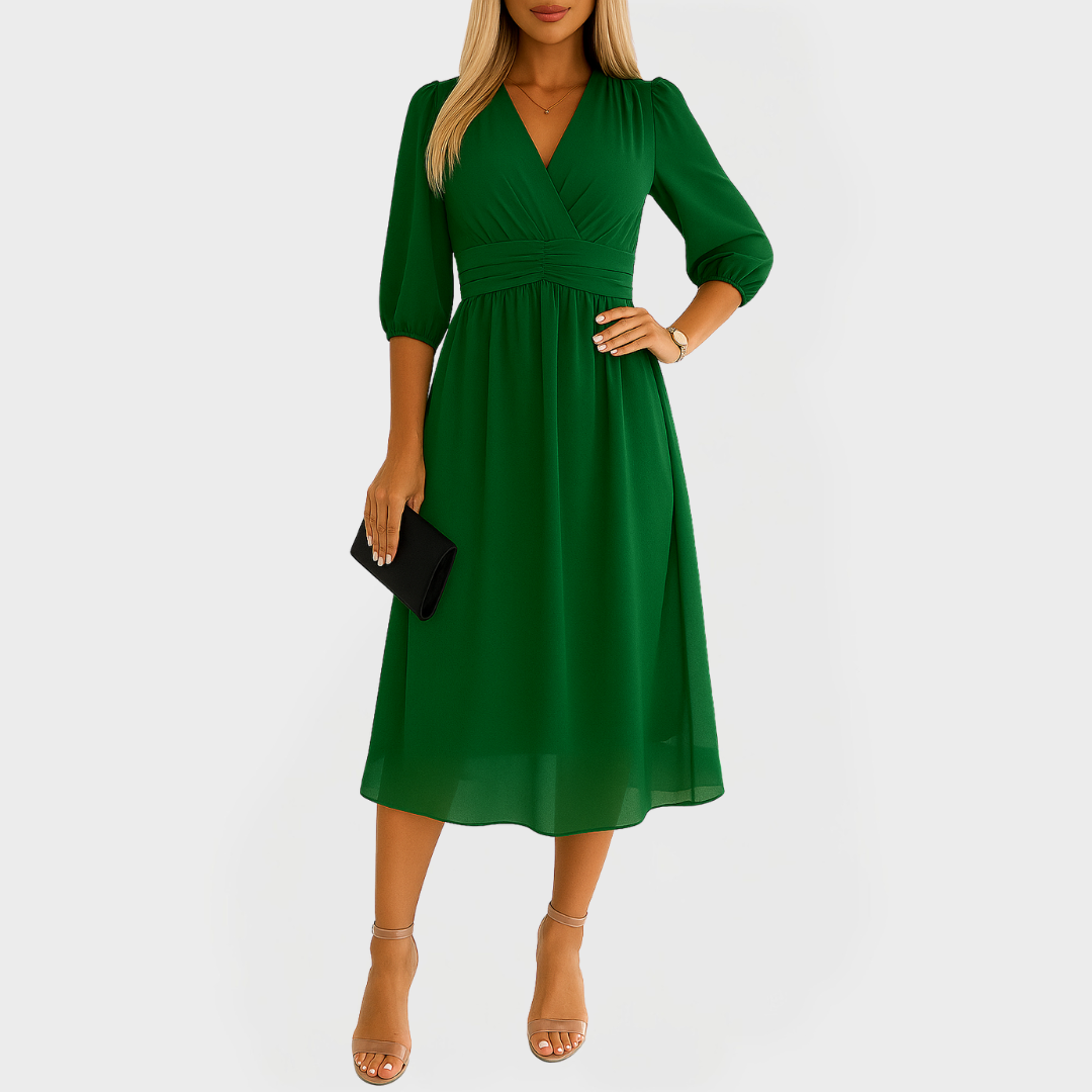 Lahka obleka iz svilenega šifona za elegantne priložnosti