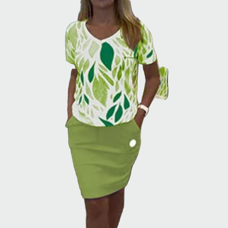 Komplet: Top s potiskom in elegantna krila