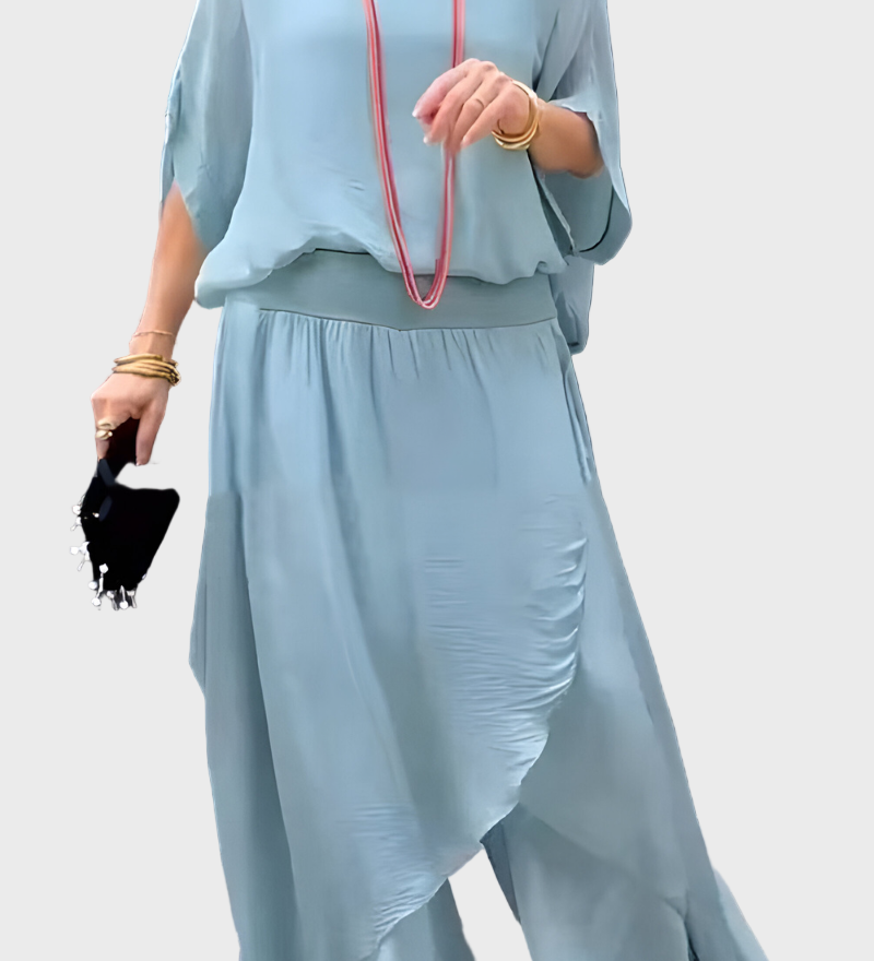 Šifonska dvodelna krila z raztrganimi širokimi hlačami