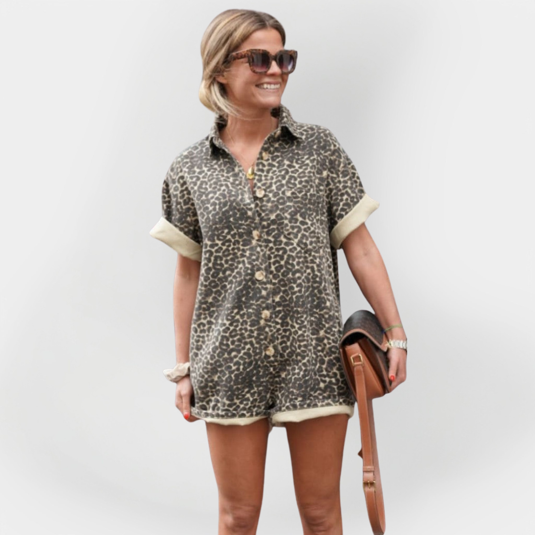 Jumpsuit s potiskom leoparda