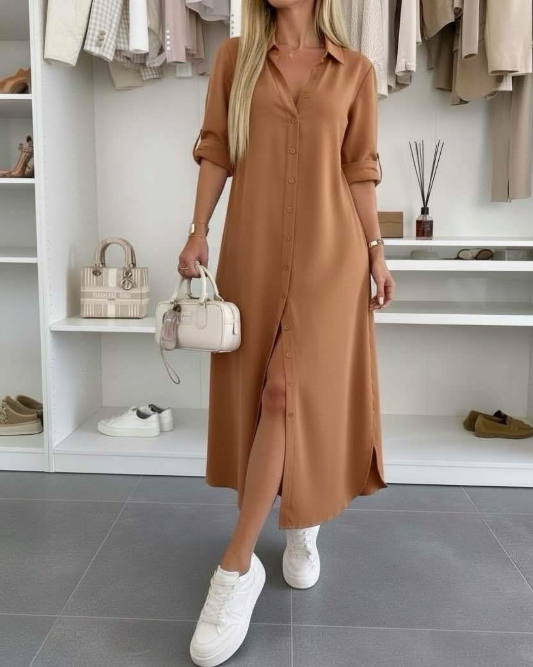 Oversized srajčna obleka
