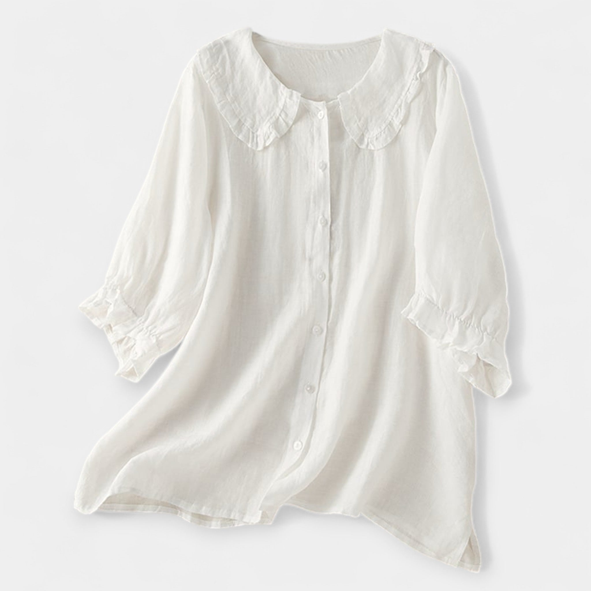 Majica s črtami in dekorativnim ovratnikom