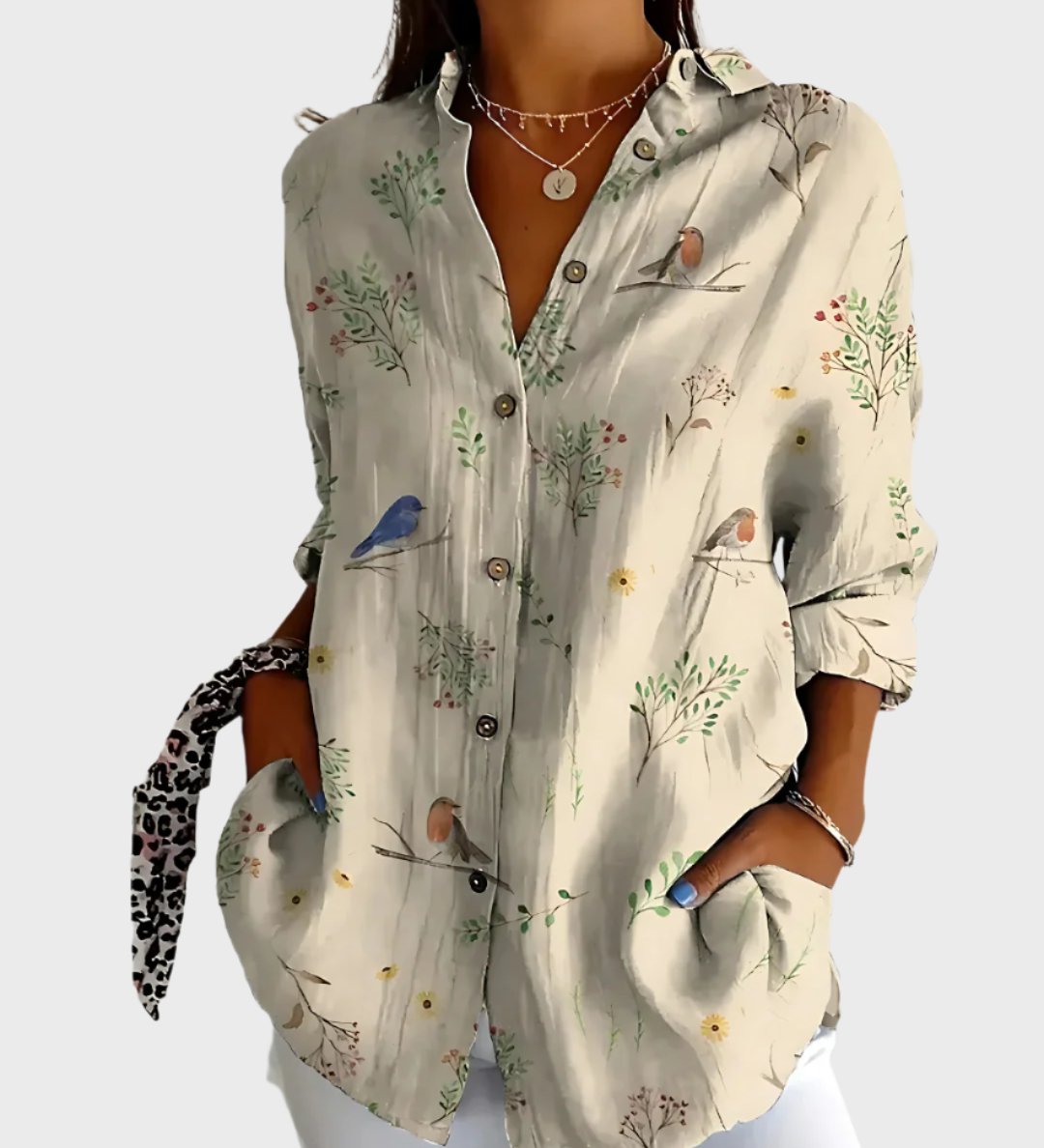 Majica iz bombaža s cvetličnim vzorcem