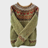 Pletena jopa z vintage jacquard vzorcem
