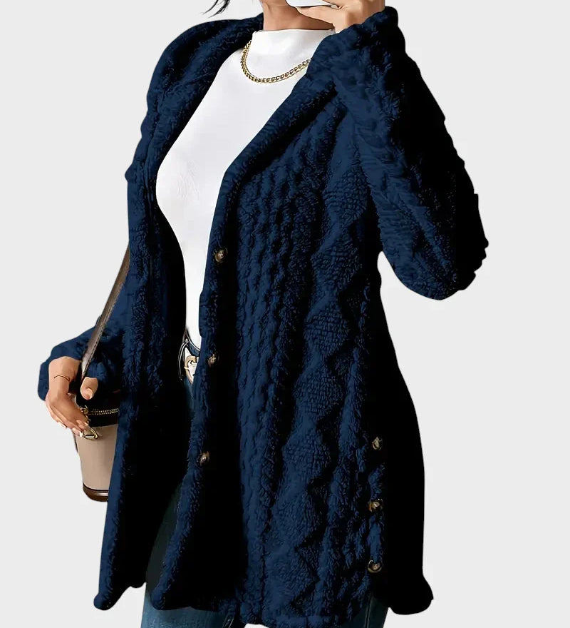 Vesna - Plišast kardigan s kapuco