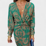 Vesna - Midi obleka z V-izrezom" can be rewritten as "Vesna - Midi Dress with V-Neck