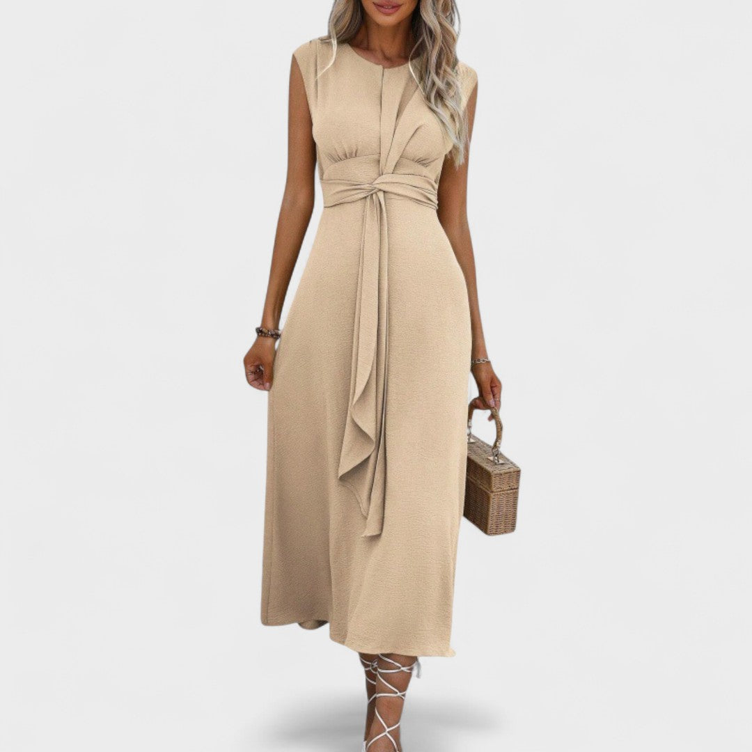 Andrea - Elegantna maksi obleka brez rokavov s krožnim izrezom