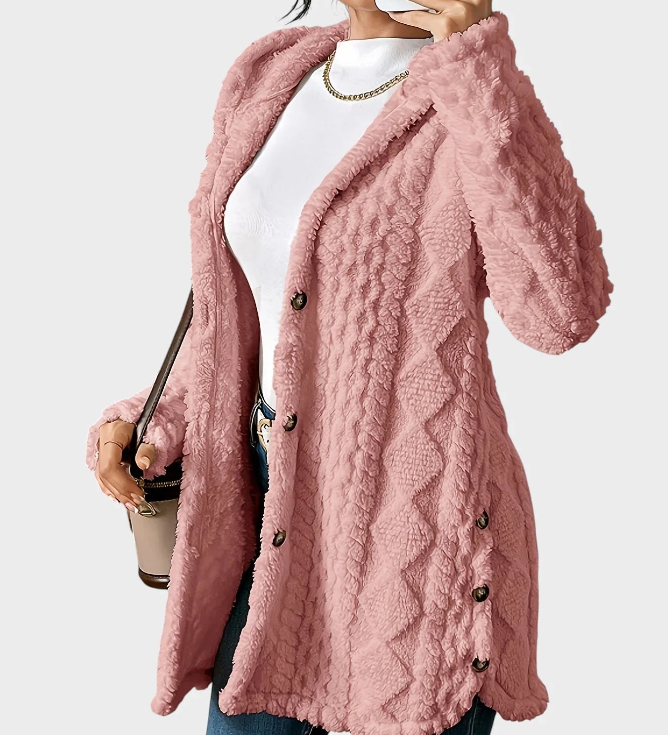 Vesna - Plišast kardigan s kapuco