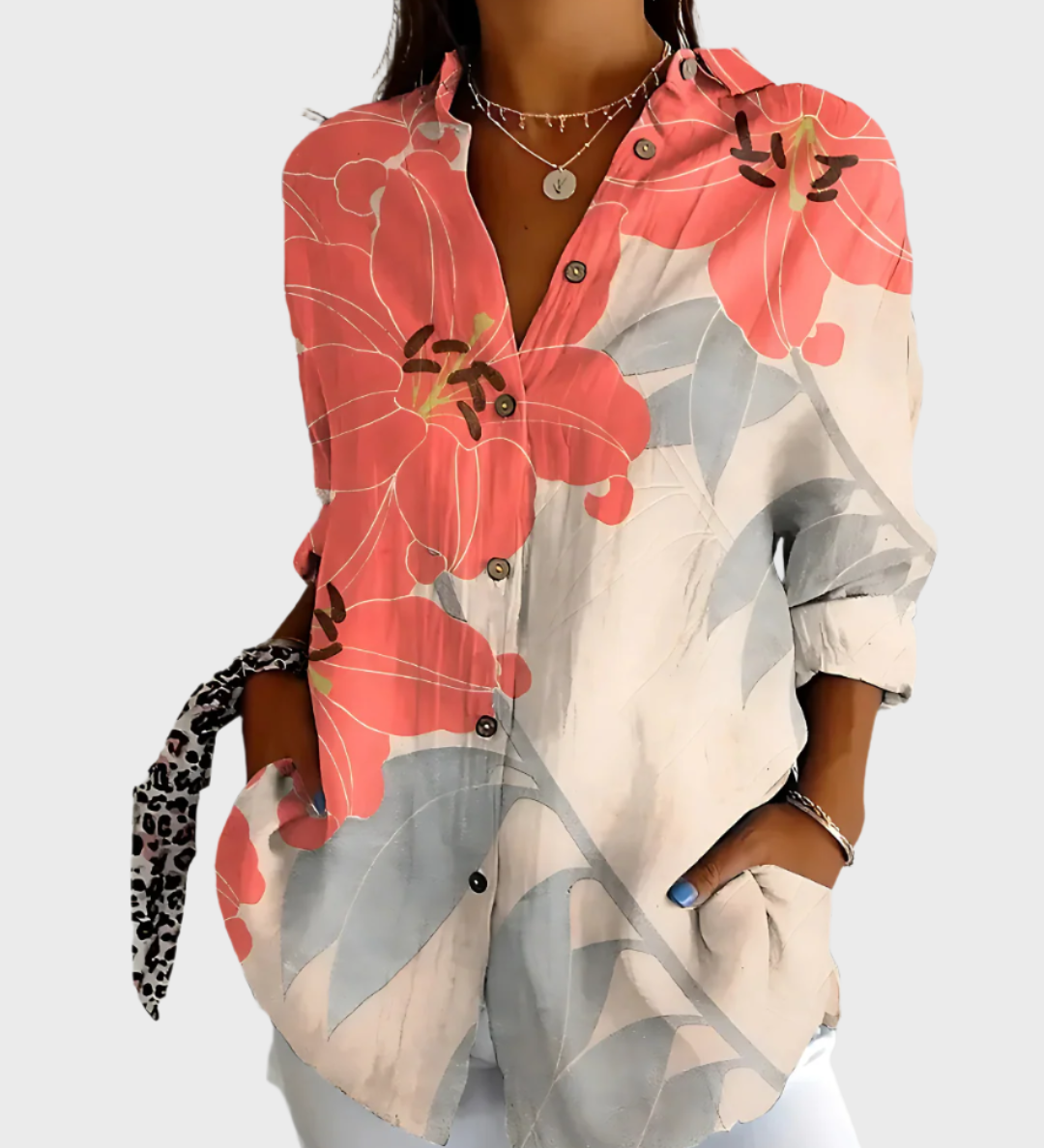 Majica iz bombaža s cvetličnim vzorcem