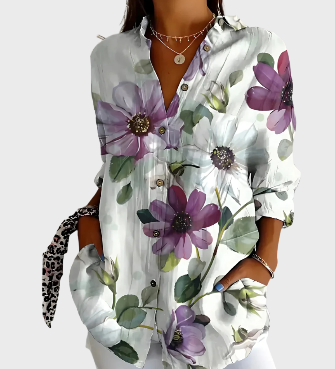 Majica iz bombaža s cvetličnim vzorcem