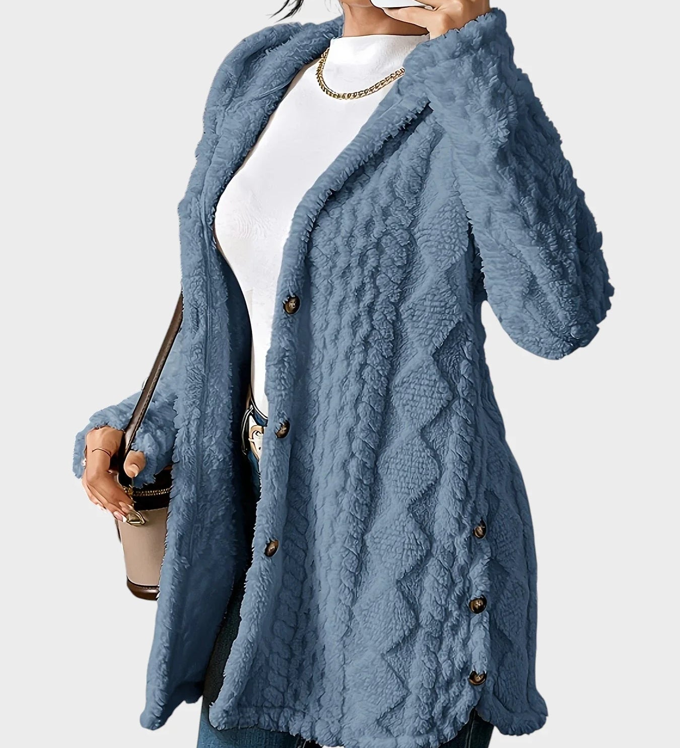 Vesna - Plišast kardigan s kapuco