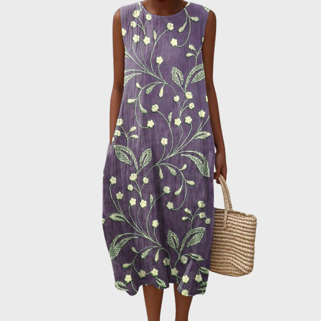 Lara - Ležerna cvetna obleka od pamuka
