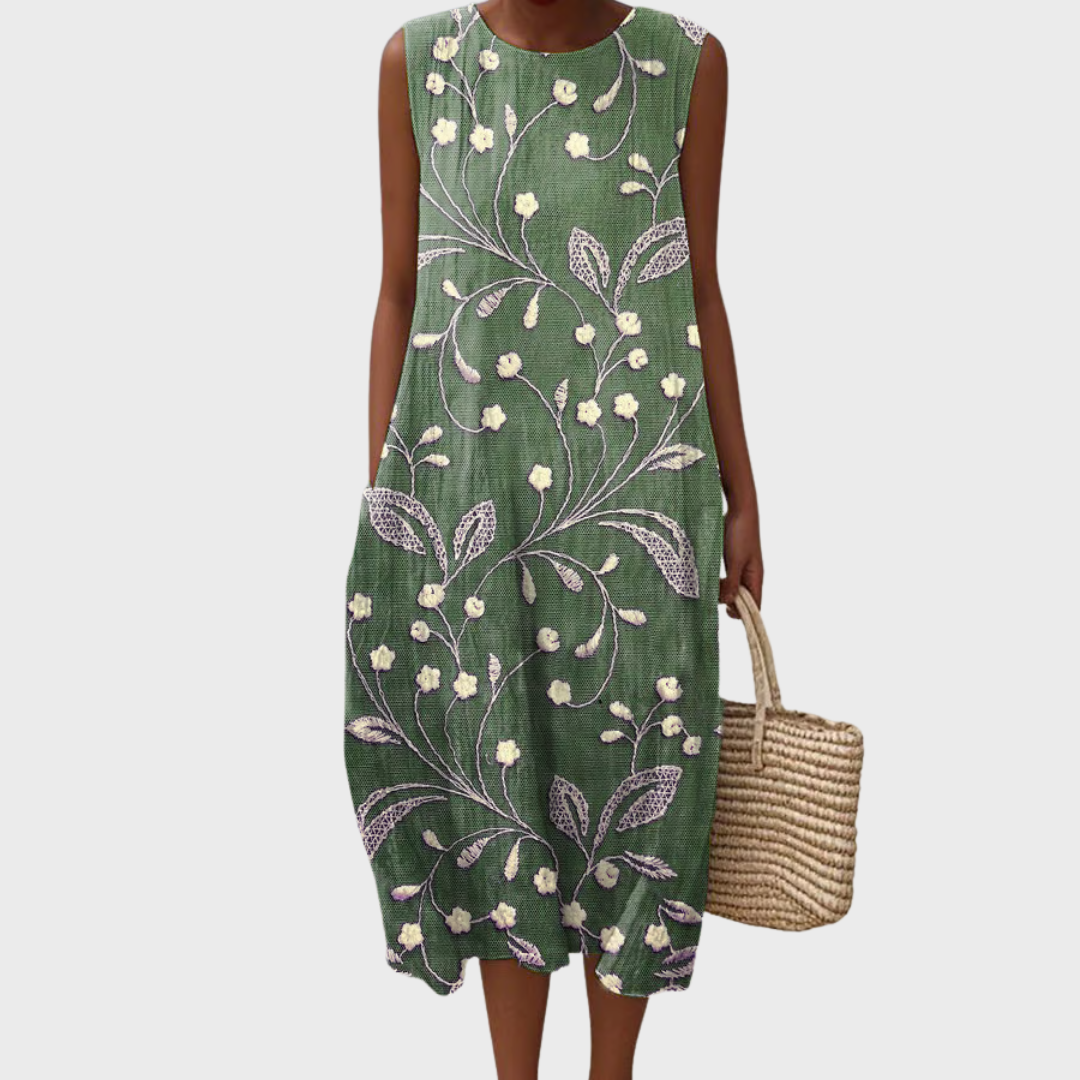 Lara - Ležerna cvetna obleka od pamuka