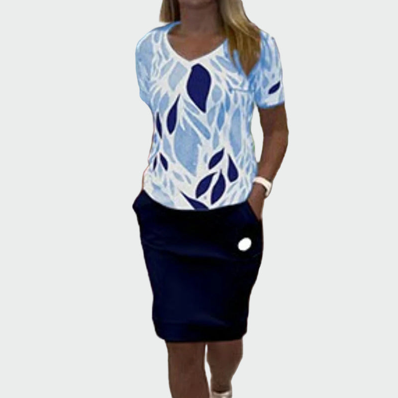 Komplet: Top s potiskom in elegantna krila