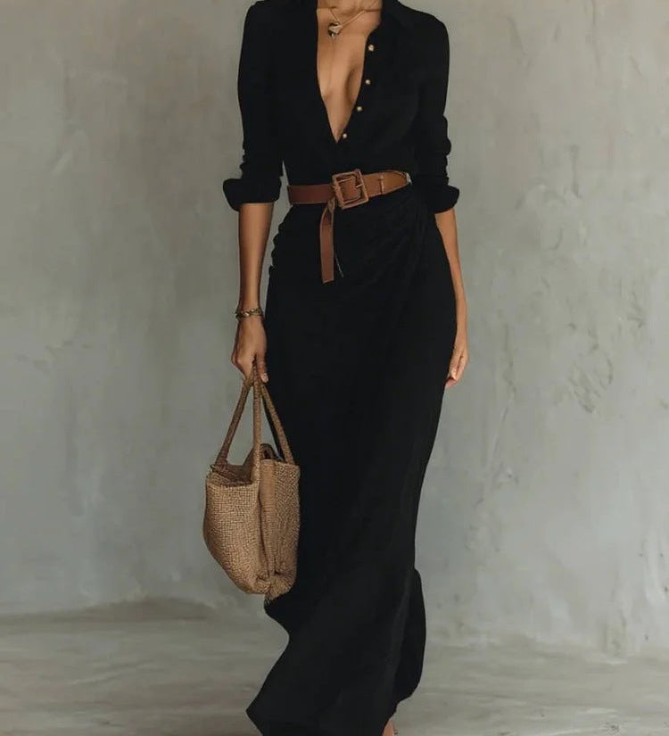 Thames Tailor | Maxi obleka z reverjem in zavijanjem