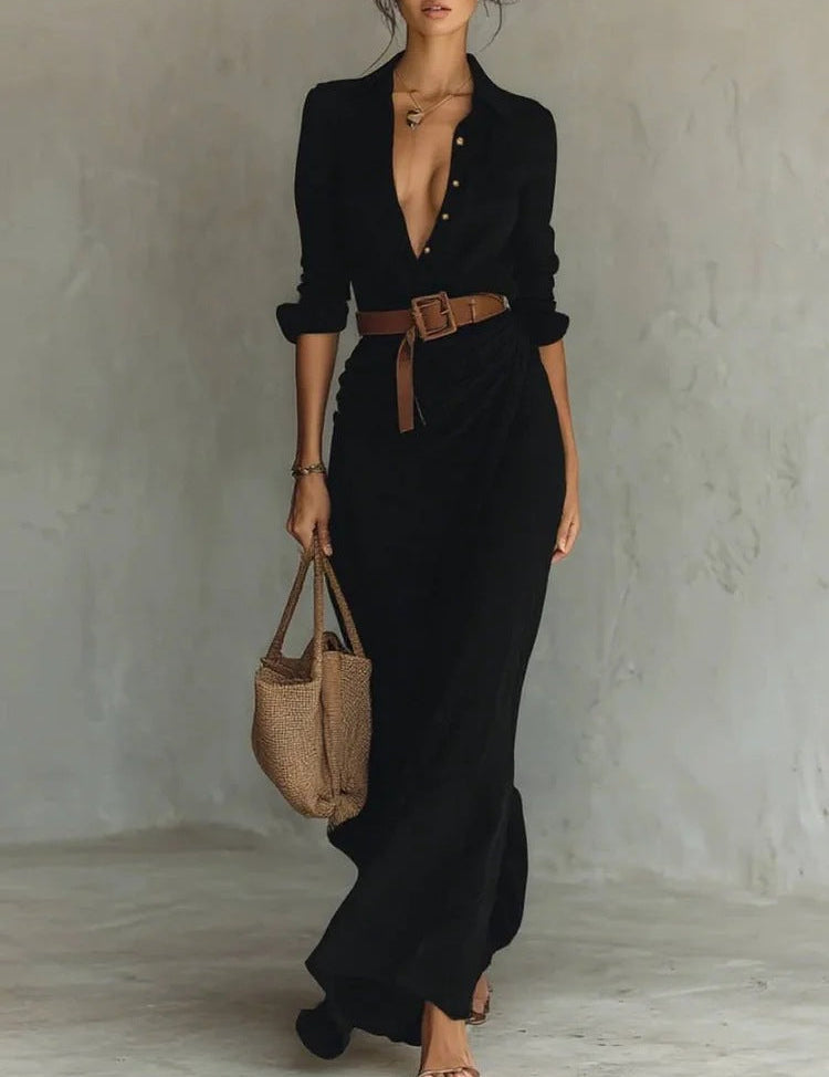 Thames Tailor | Lapel-Wrap Maxi Dress