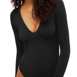 Elegant V-Neck Long Sleeve Bodysuit