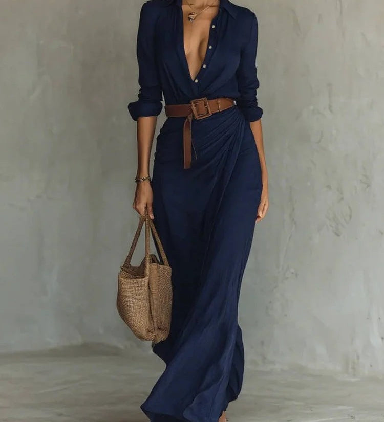 Thames Tailor | Maxi obleka z reverjem in zavijanjem