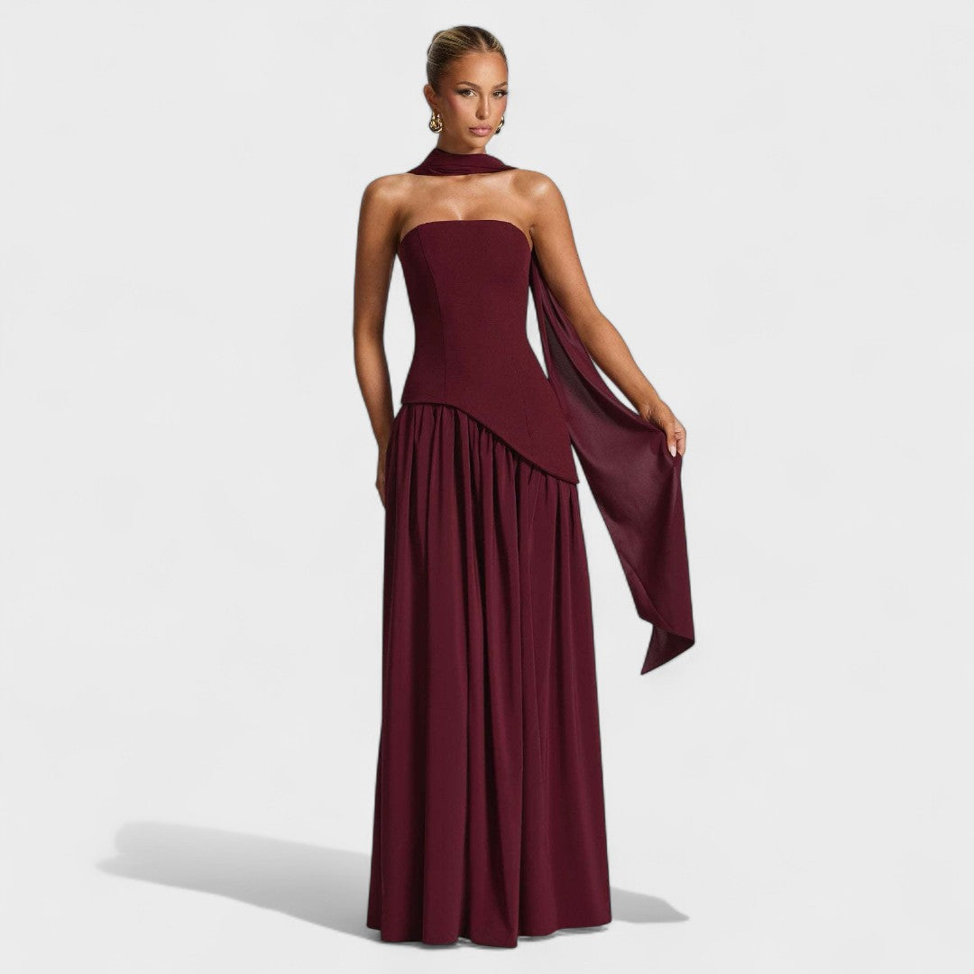 Hana - Elegantna dolga obleka s prefinjenim krojem