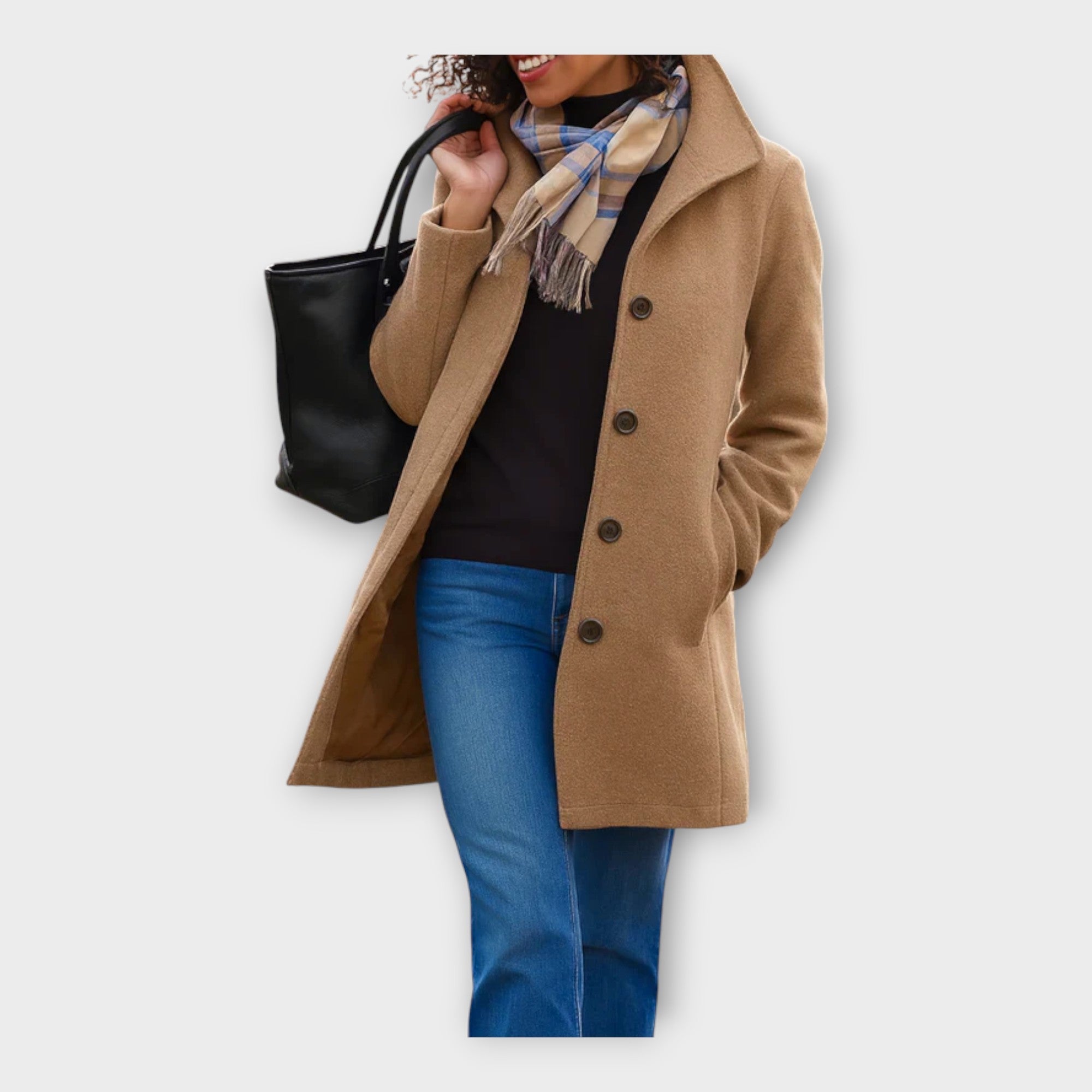 Κομψό Μάλλινο Πalτό με Κουμπιά 