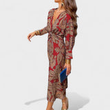 Vesna - Midi obleka z V-izrezom" can be rewritten as "Vesna - Midi Dress with V-Neck