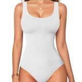 Elegance Shaping Bodysuit – Slim Fit Round Neck (White)