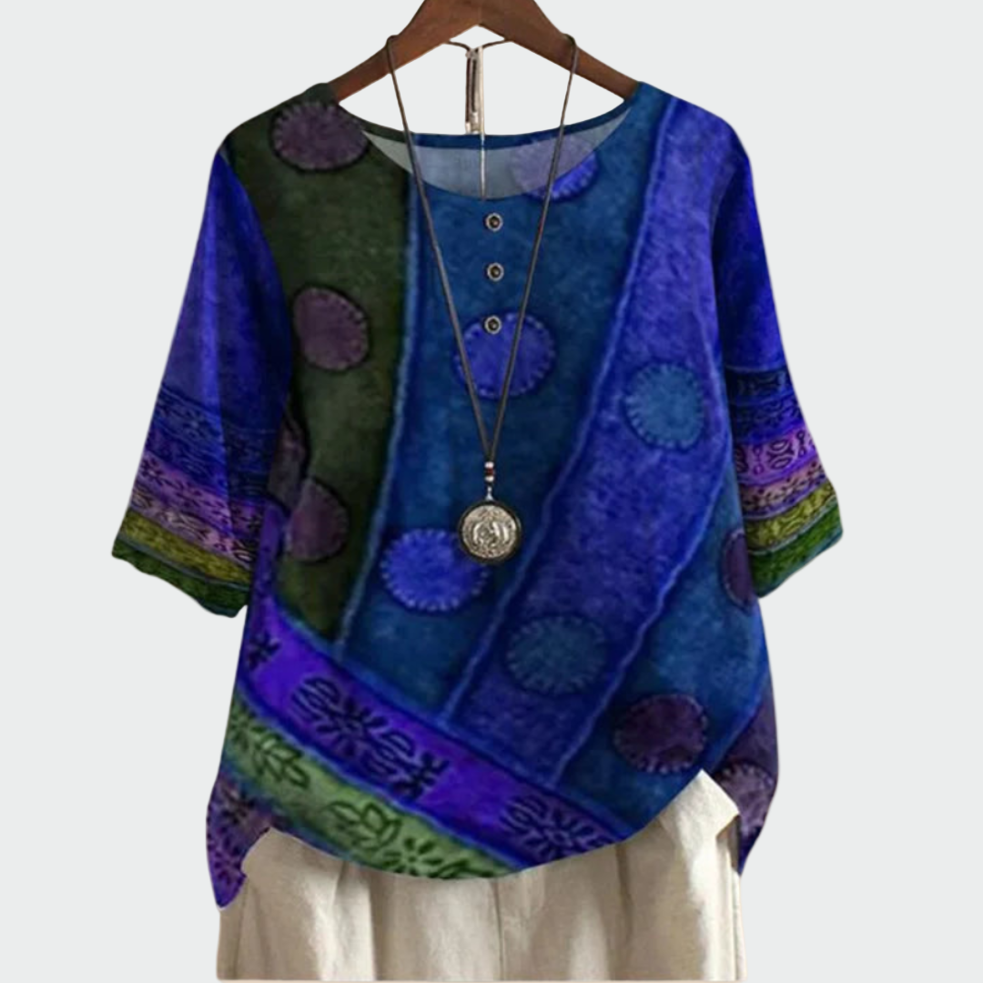 Mehka bluza z umetniškim vzorcem