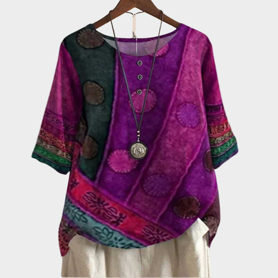 Mehka bluza z umetniškim vzorcem