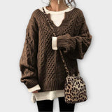 Lili - Oversized Pleten Sweater z Pleteničnim Vzorcem
