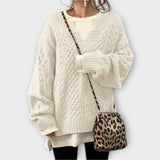 Lili - Oversized Pleten Sweater z Pleteničnim Vzorcem