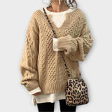 Lili - Oversized Pleten Sweater z Pleteničnim Vzorcem