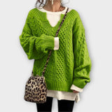 Lili - Oversized Pleten Sweater z Pleteničnim Vzorcem