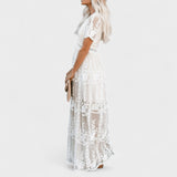 Marinka - Dolga Boho Čipkasta Obleka" can be rephrased as "Marinka - Elegantna Dolga Boho Obleka z Čipko.