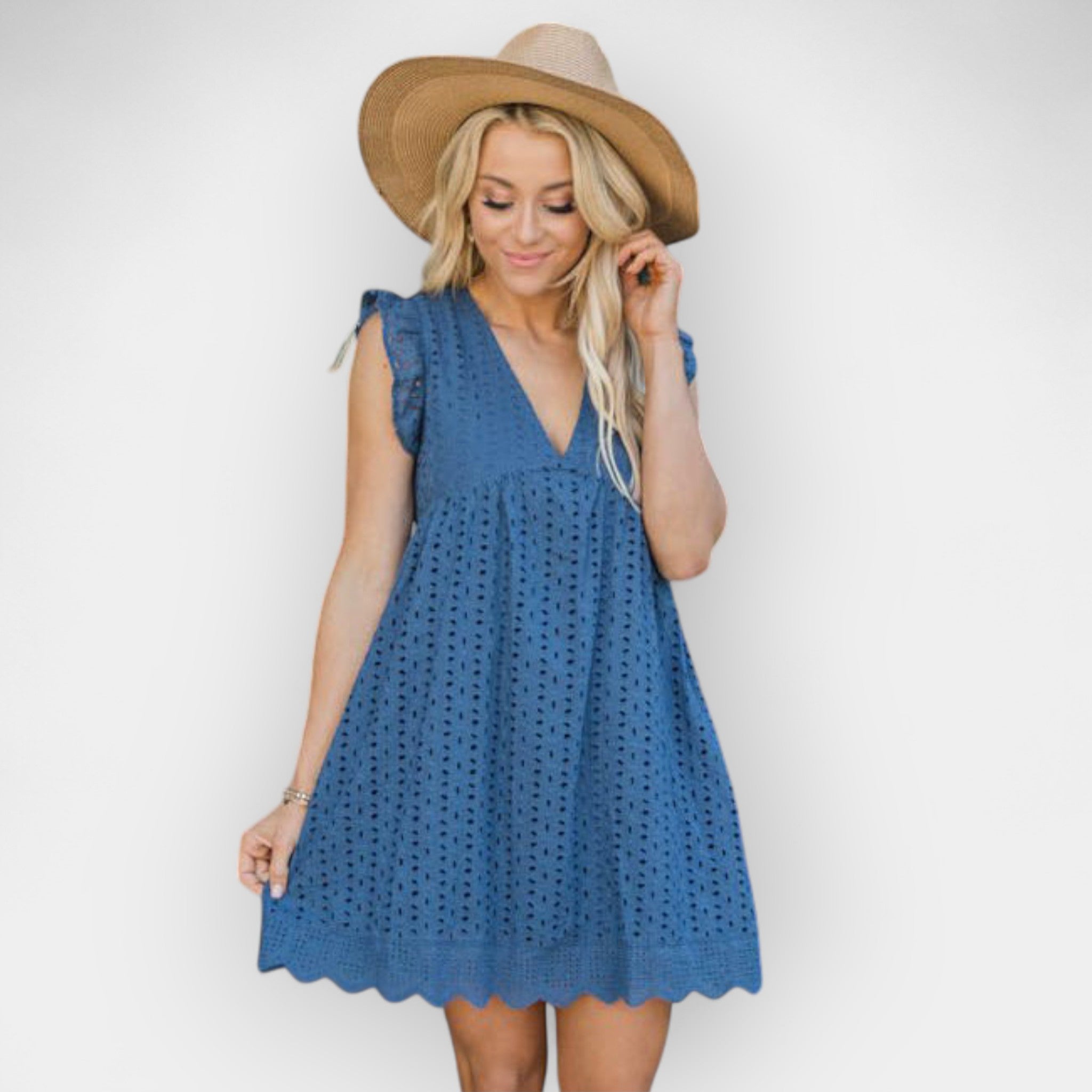 Poletna obleka s skritimi hlačkami in žepi