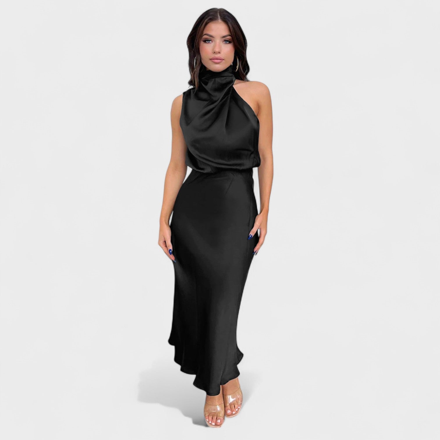 Alda - Elegantna satenasta obleka