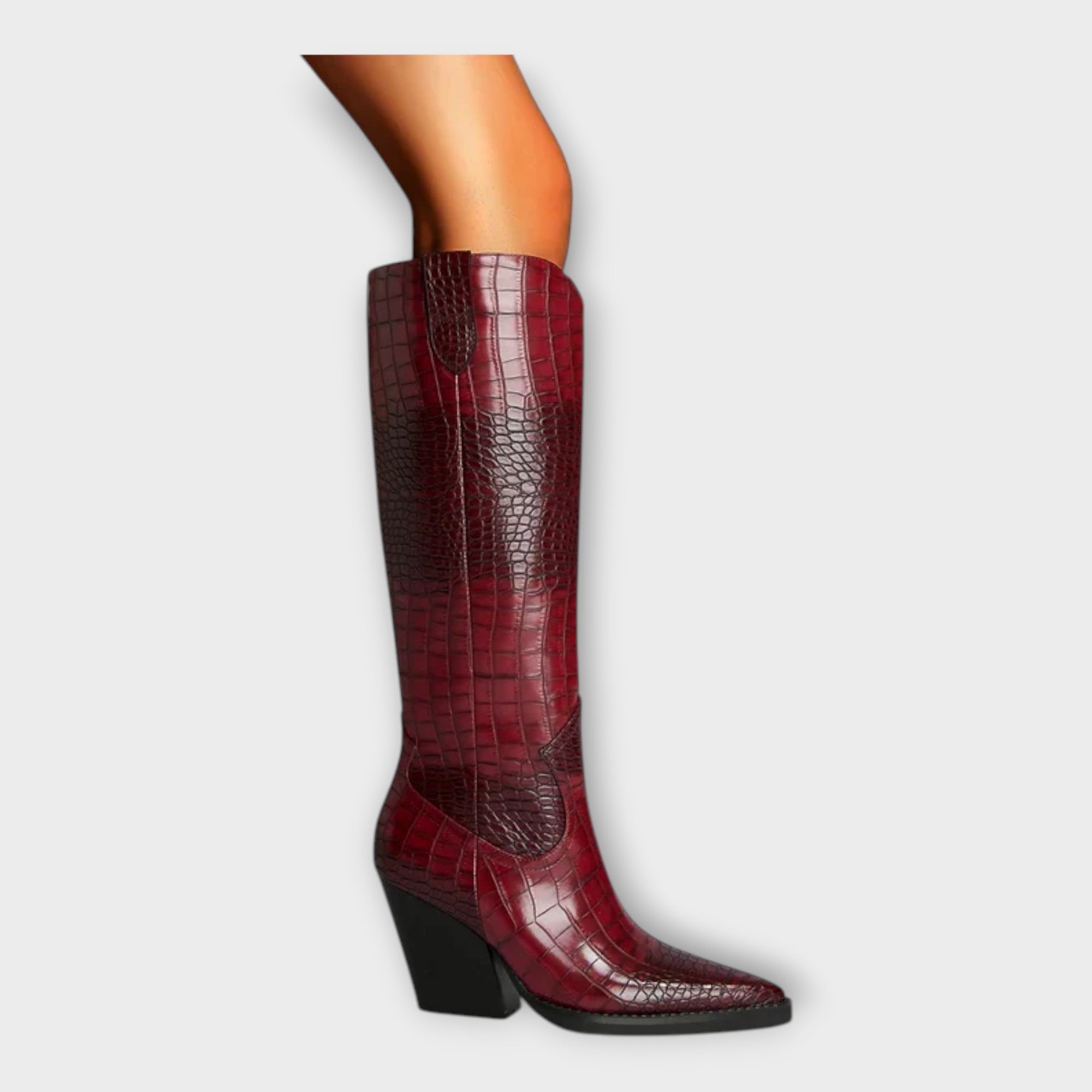 Čizme s vzorcem krokodila in elegantnim petkom
