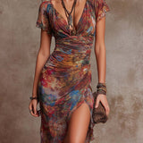 ANDREA - Boho midi haljina sa naborima